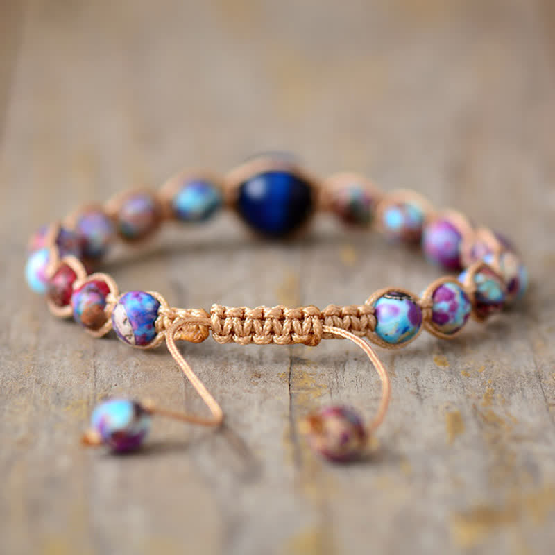 Olivenorma Blue Tiger Eye Purple Emperor Stone Beaded Bracelet - image 2
