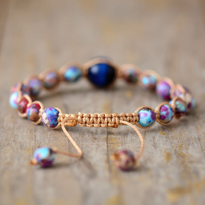 Olivenorma Blue Tiger Eye Purple Emperor Stone Beaded Bracelet - image 2