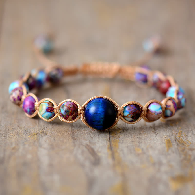 Olivenorma Blue Tiger Eye Purple Emperor Stone Beaded Bracelet - image 1