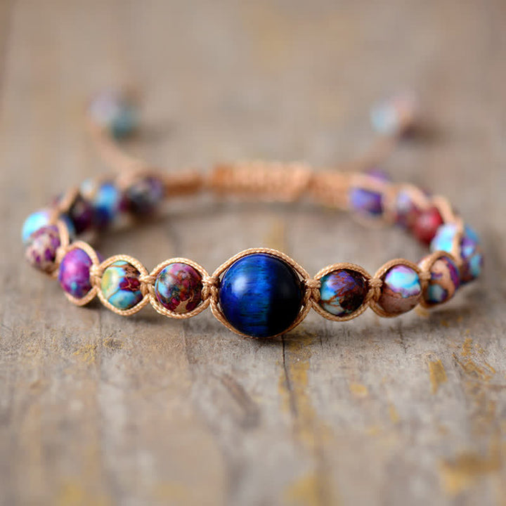 Olivenorma Blue Tiger Eye Purple Emperor Stone Beaded Bracelet - image 1