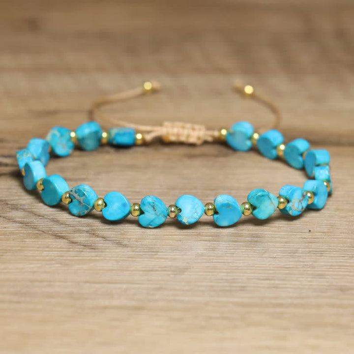 Olivenorma Natural Emperor Stone Heart Shape Beaded Bracelet - Emperor Stone - image 1