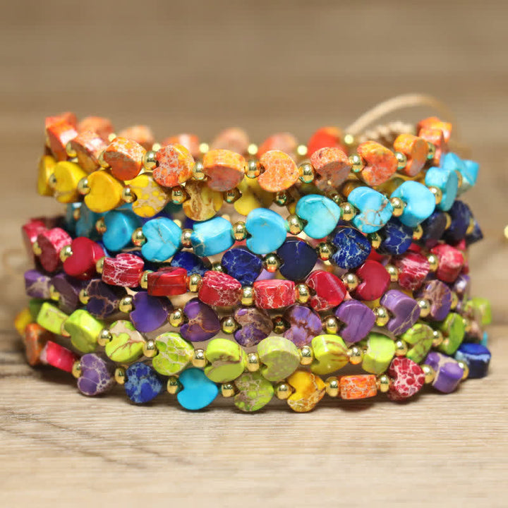 Olivenorma Natural Emperor Stone Heart Shape Beaded Bracelet - image 0