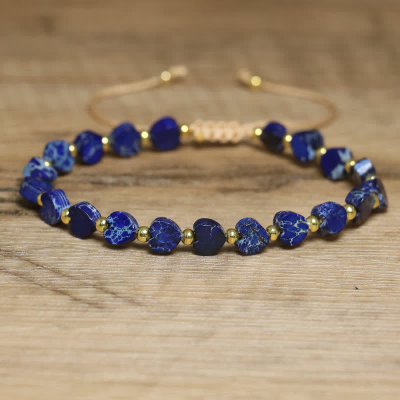 Olivenorma Natural Emperor Stone Heart Shape Beaded Bracelet - Dark Blue Emperor Stone - image 11