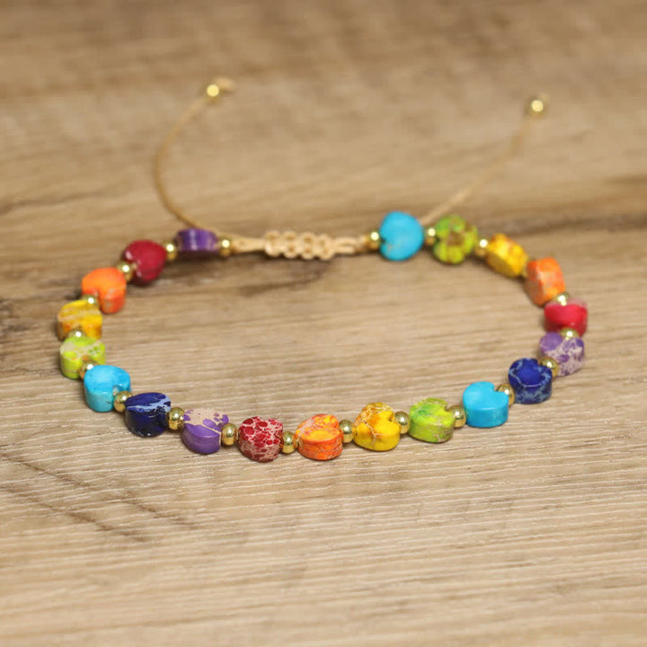 Olivenorma Natural Emperor Stone Heart Shape Beaded Bracelet - Multicolor Emperor Stone - image 14