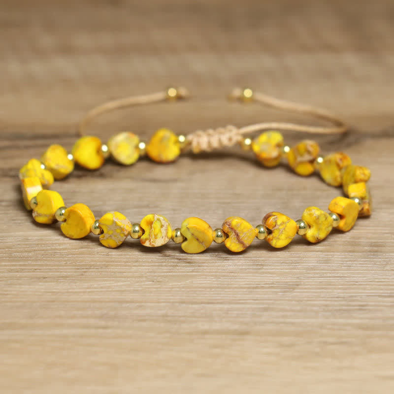 Olivenorma Natural Emperor Stone Heart Shape Beaded Bracelet - Yellow Emperor Stone - image 13
