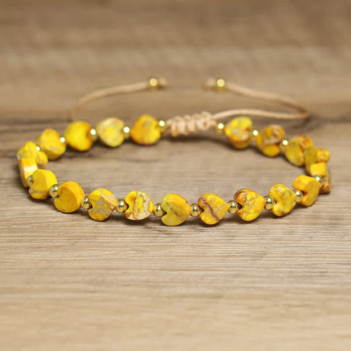 Olivenorma Natural Emperor Stone Heart Shape Beaded Bracelet - Yellow Emperor Stone - image 13