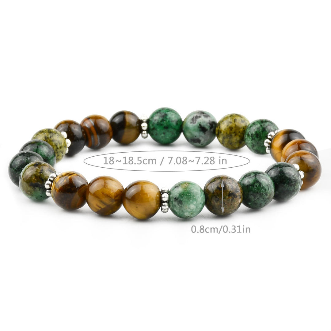 Olivenorma Natural Tiger Eye & African Turquoise Beaded Stretchable Protection Bracelet - image 5