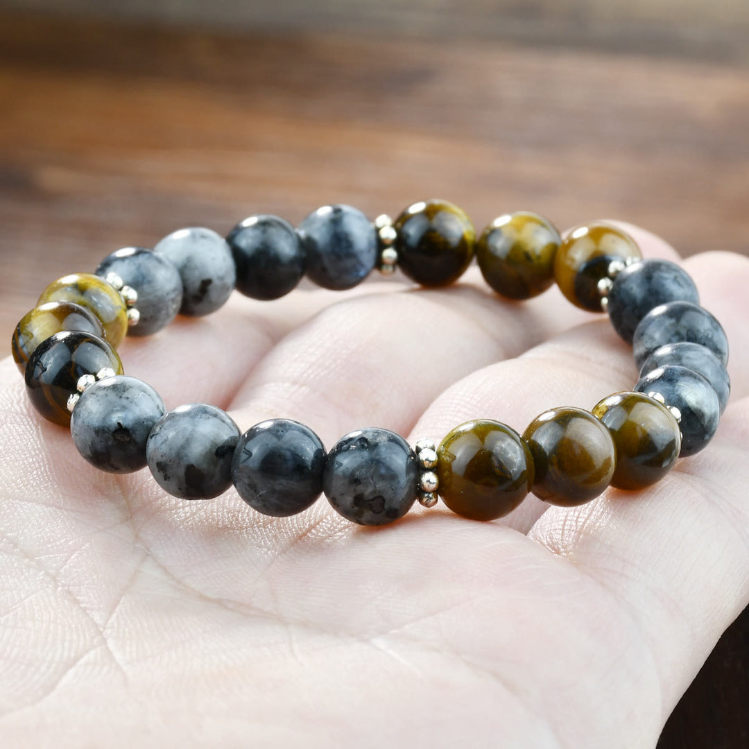 Olivenorma Natural Tiger Eye & African Turquoise Beaded Stretchable Protection Bracelet - image 11