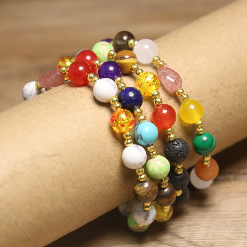 Olivenorma Natural Stone Colorful Round Beads Exquisite Bracelet - image 15