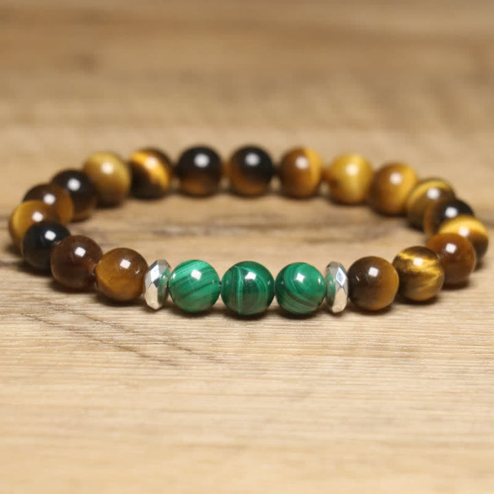 Olivenorma Natural Tiger Eye Malachite Beaded Bracelet - Tiger Eye&Malachite - image 0