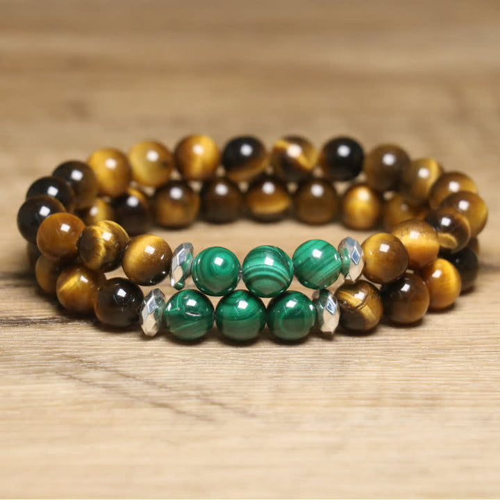 Olivenorma Natural Tiger Eye Malachite Beaded Bracelet - image 3