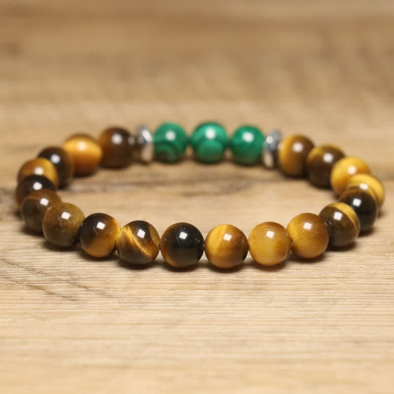Olivenorma Natural Tiger Eye Malachite Beaded Bracelet - image 1