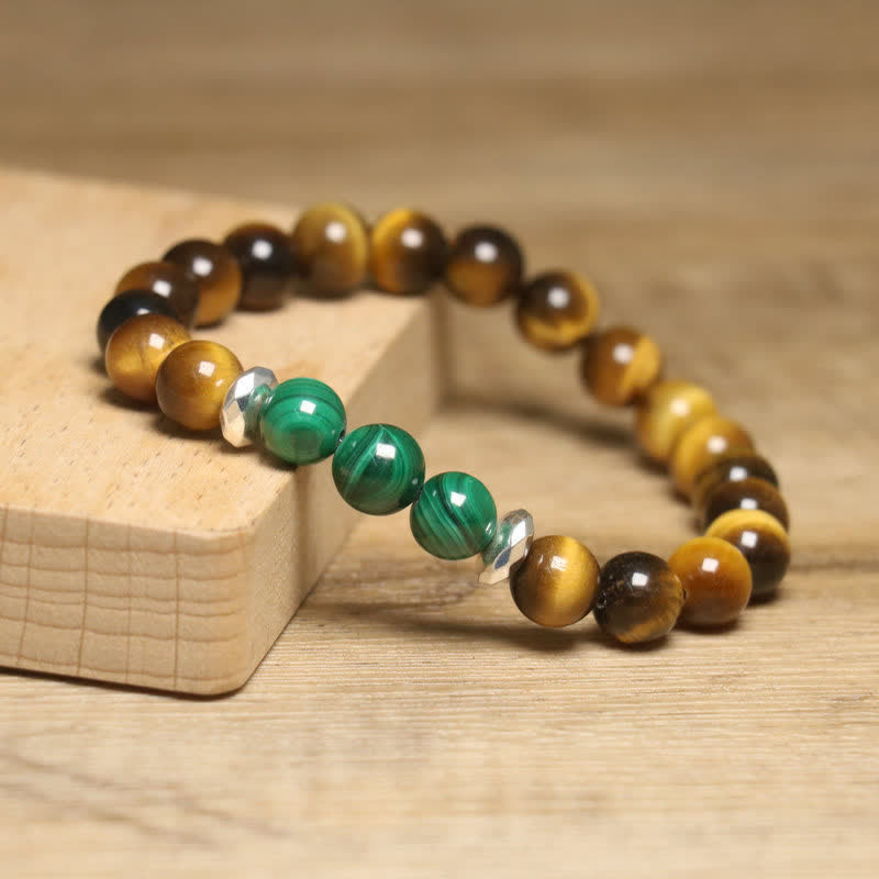 Olivenorma Natural Tiger Eye Malachite Beaded Bracelet - image 2