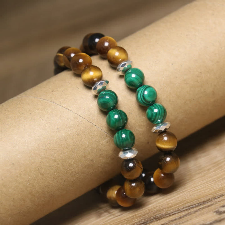 Olivenorma Natural Tiger Eye Malachite Beaded Bracelet - image 5