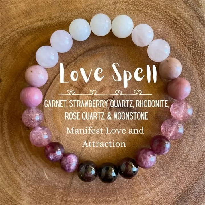 Olivenorma "Lovers Spell" 8mm Strawberry Quartz Amethyst Bracelet - Natural Crystal - image 0