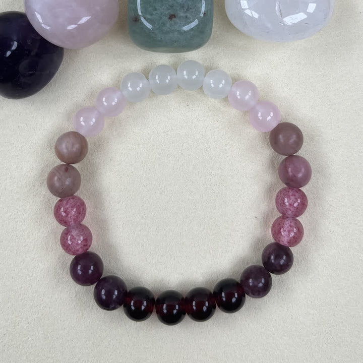 Olivenorma "Lovers Spell" 8mm Strawberry Quartz Amethyst Bracelet - image 3