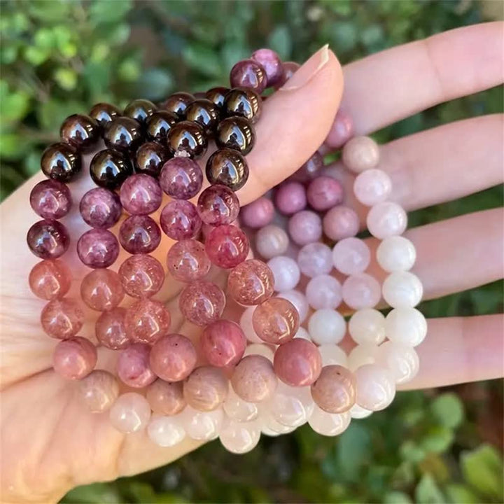 Olivenorma "Lovers Spell" 8mm Strawberry Quartz Amethyst Bracelet - image 2