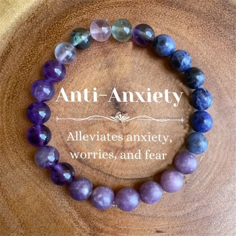 Olivenorma "Anti-Anxiety" Amethyst Lepidolite Lapis Lazuli Bracelet - Natural Crystal - image 0
