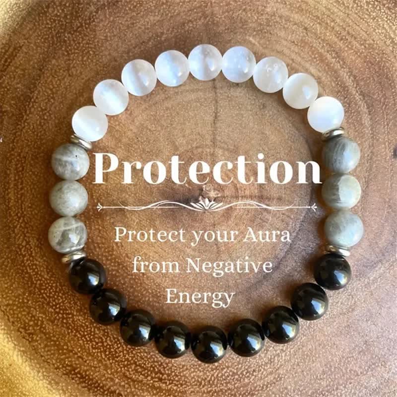 Olivenorma "Protection" Natural Stone Beads Bracelet - Natural Crystal - image 0