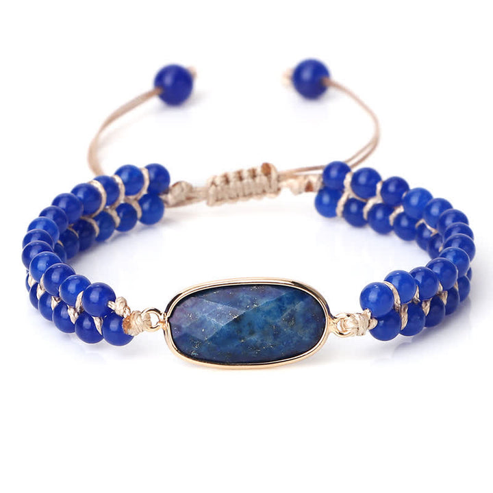 Olivenorma Natural Stone Double Row Braided Beaded Bracelet - Lapis Lazuli - Oblong - image 22