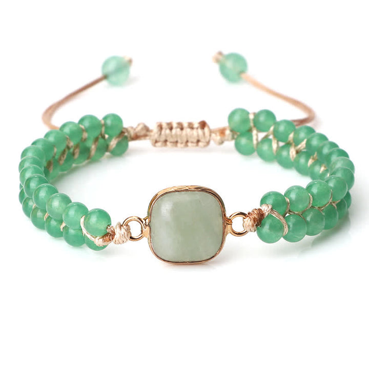 Olivenorma Natural Stone Double Row Braided Beaded Bracelet - Green Aventurine - Square - image 9