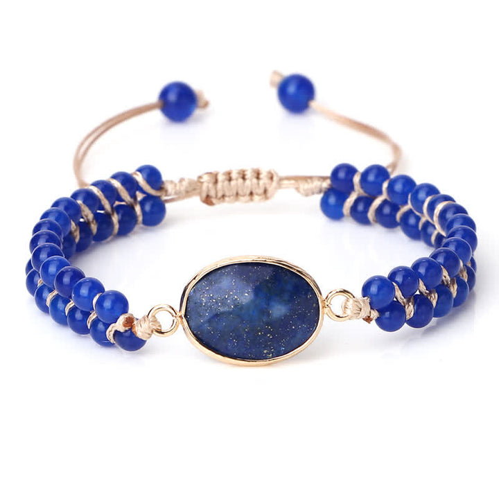 Olivenorma Natural Stone Double Row Braided Beaded Bracelet - Lapis Lazuli - Oval - image 19