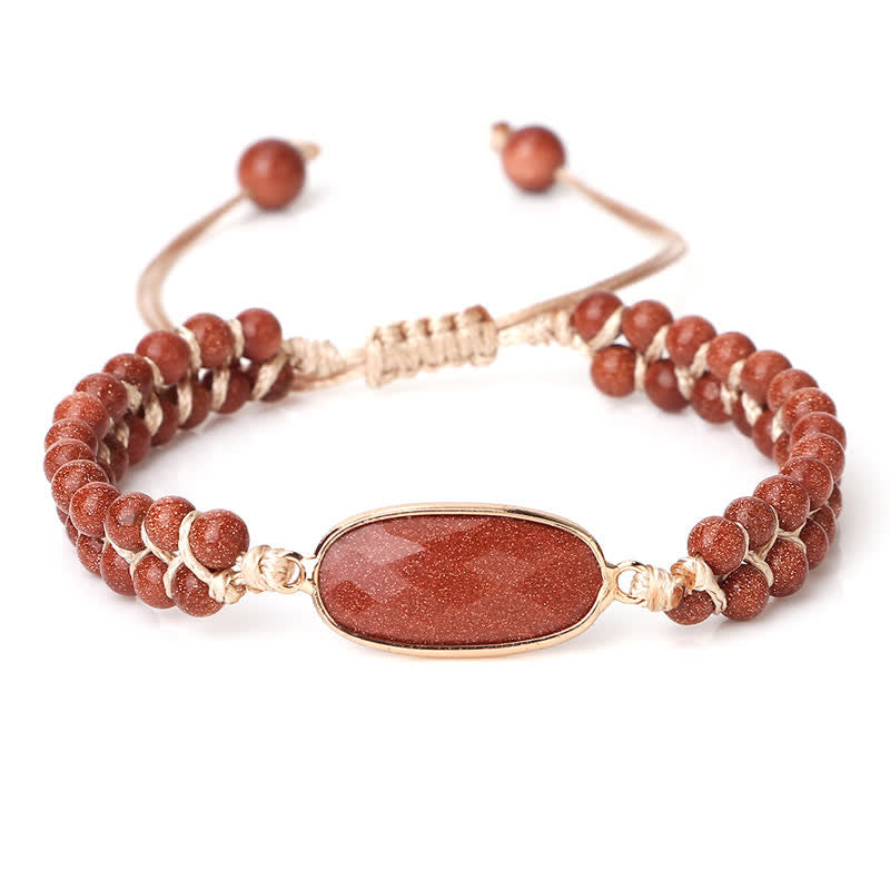 Olivenorma Natural Stone Double Row Braided Beaded Bracelet - Sandstone - Oblong - image 41