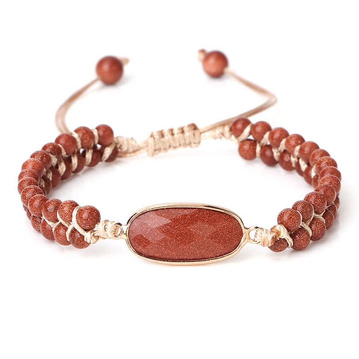 Olivenorma Natural Stone Double Row Braided Beaded Bracelet - Sandstone - Oblong - image 41