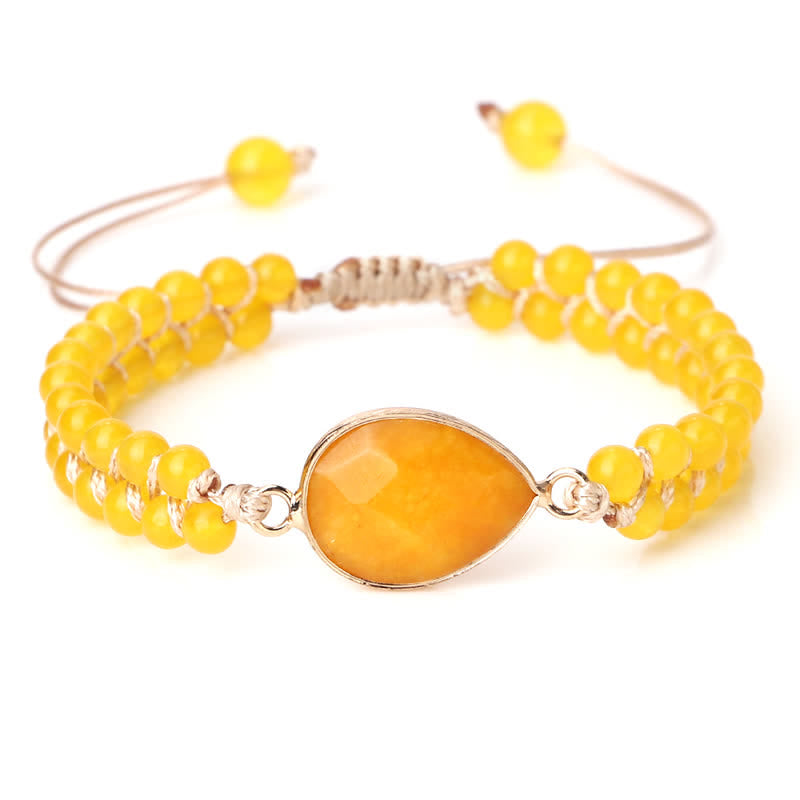 Olivenorma Natural Stone Double Row Braided Beaded Bracelet - Yellow Jade - Teardrop - image 43