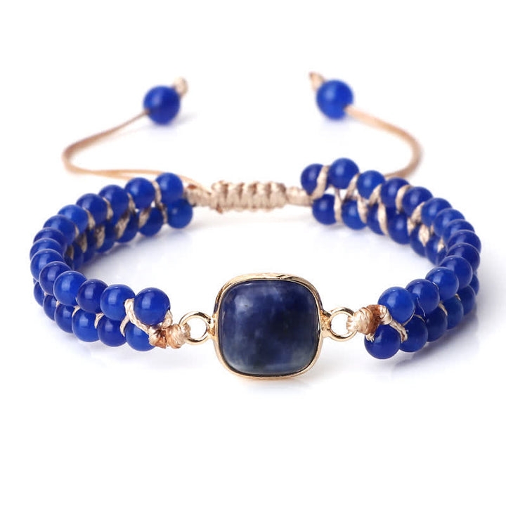 Olivenorma Natural Stone Double Row Braided Beaded Bracelet - Lapis Lazuli - Square - image 23