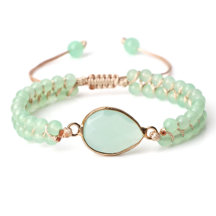 Olivenorma Natural Stone Double Row Braided Beaded Bracelet - Peridot - Teardrop - image 52