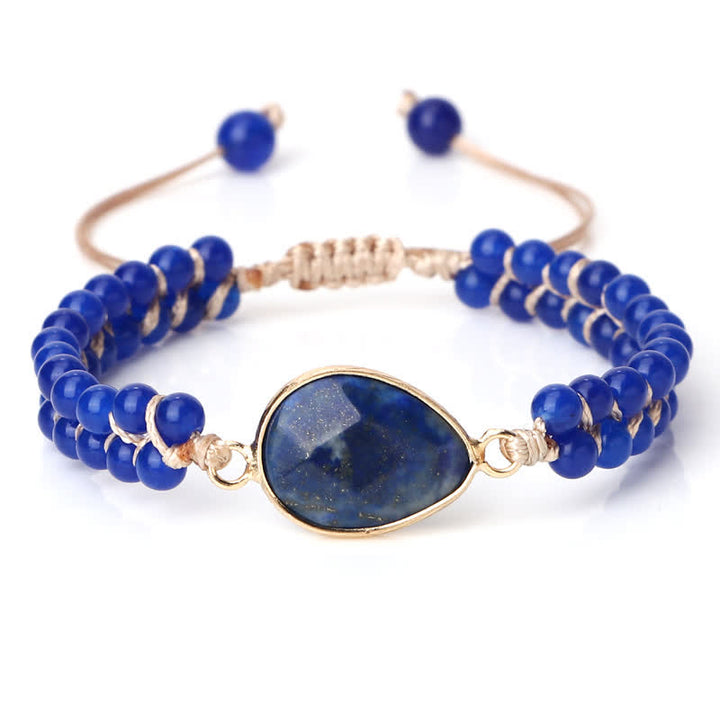 Olivenorma Natural Stone Double Row Braided Beaded Bracelet - Lapis Lazuli - Teardrop - image 20