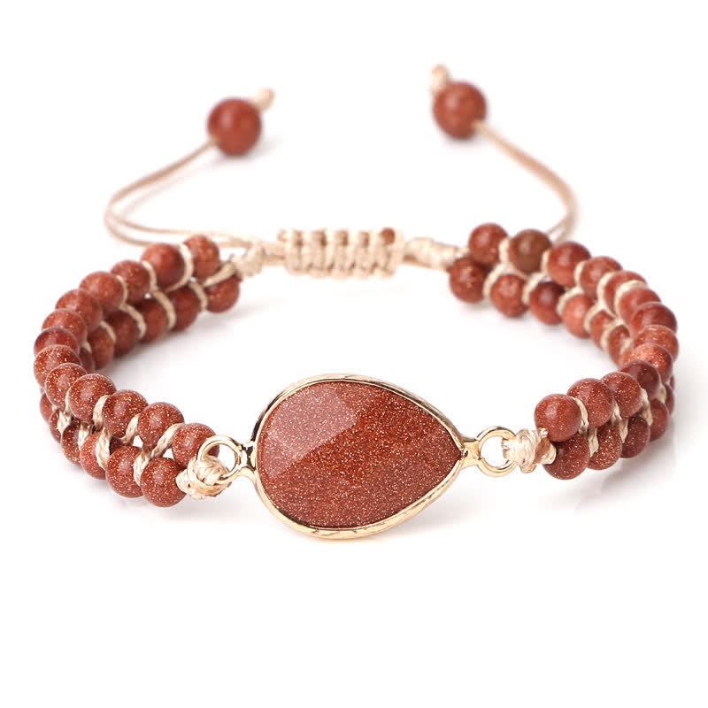 Olivenorma Natural Stone Double Row Braided Beaded Bracelet - Sandstone - Teardrop - image 40