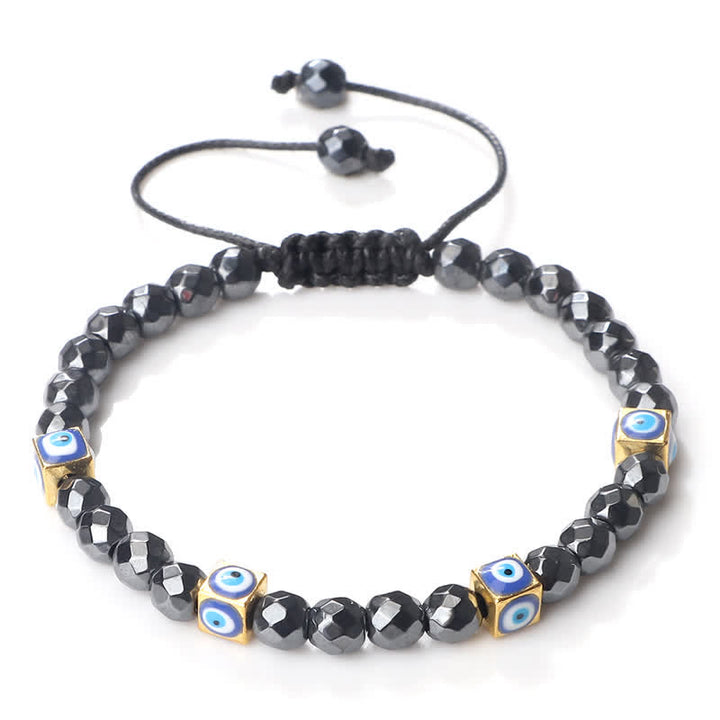 Olivenorma Natural Crystal Beaded Evil Eye Braided Bracelet - Hematite - Golden - image 49