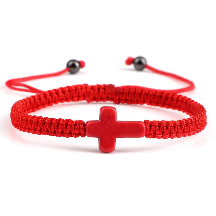 Olivenorma Cross Turquoise Pendant Braided Bracelet - Red Turquoise - image 8