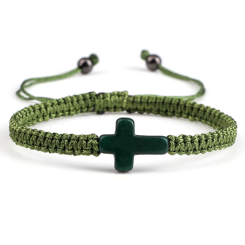 Olivenorma Cross Turquoise Pendant Braided Bracelet - Green Turquoise - image 12
