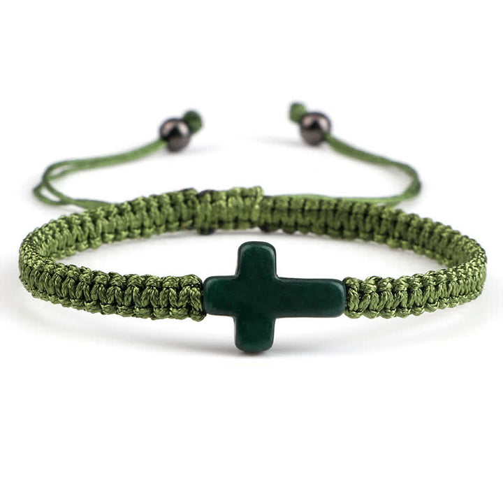 Olivenorma Cross Turquoise Pendant Braided Bracelet - Green Turquoise - image 12