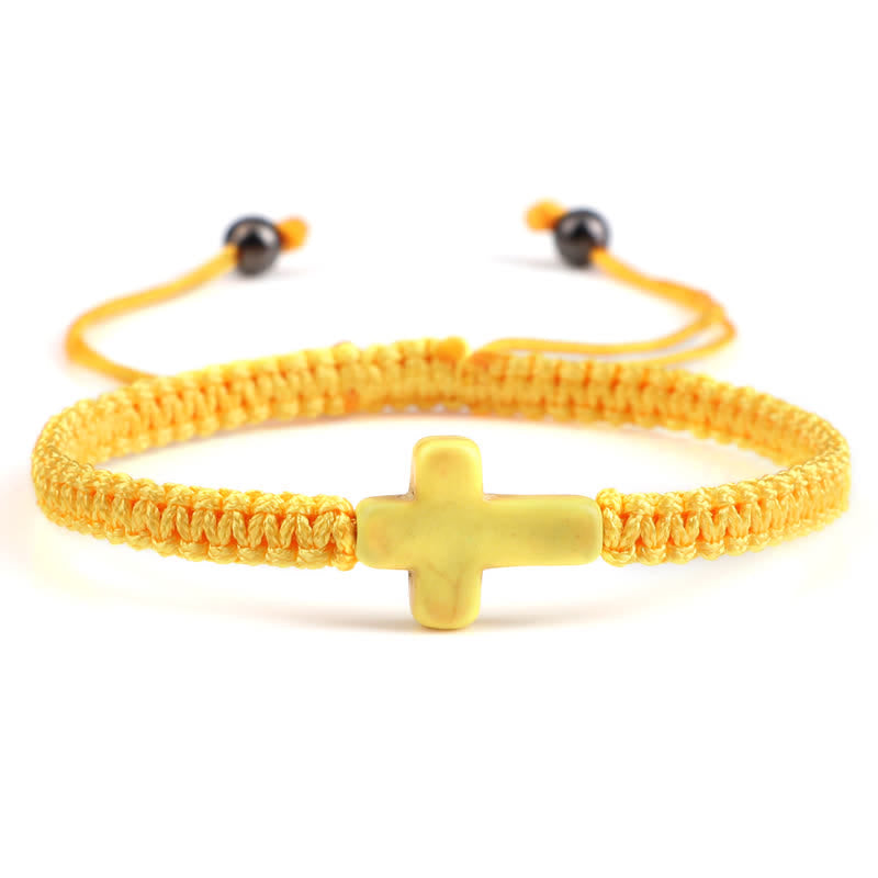 Olivenorma Cross Turquoise Pendant Braided Bracelet - Yellow Turquoise - image 10