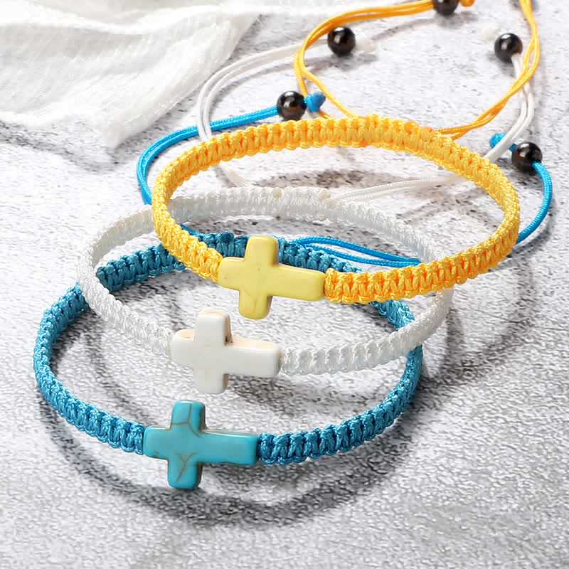 Olivenorma Cross Turquoise Pendant Braided Bracelet - image 0
