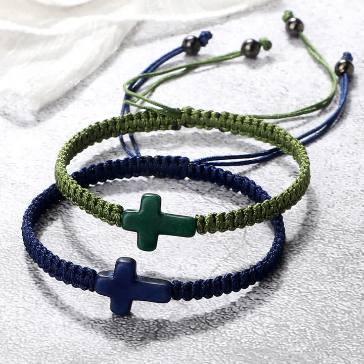 Olivenorma Cross Turquoise Pendant Braided Bracelet - image 13