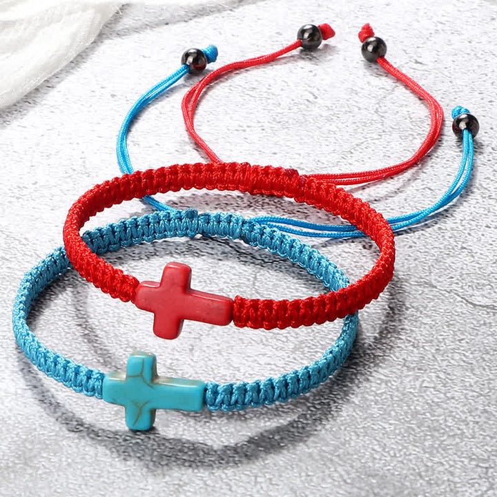 Olivenorma Cross Turquoise Pendant Braided Bracelet - image 14