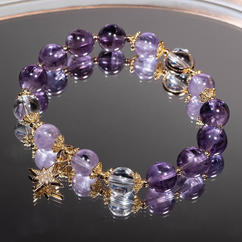 Olivenorma Amethyst Lepidolite Eight-pointed Star Pendant Bracelet - image 2