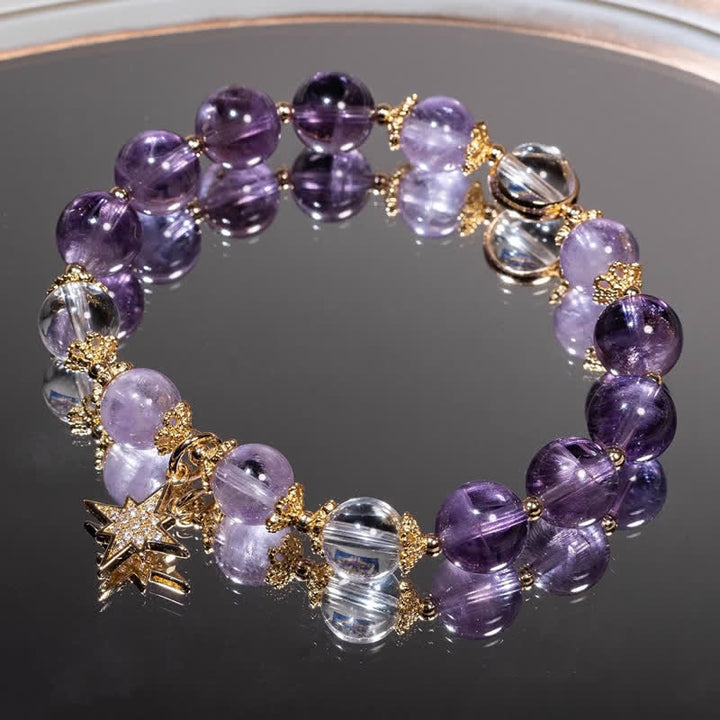 Olivenorma Amethyst Lepidolite Eight-pointed Star Pendant Bracelet - image 2