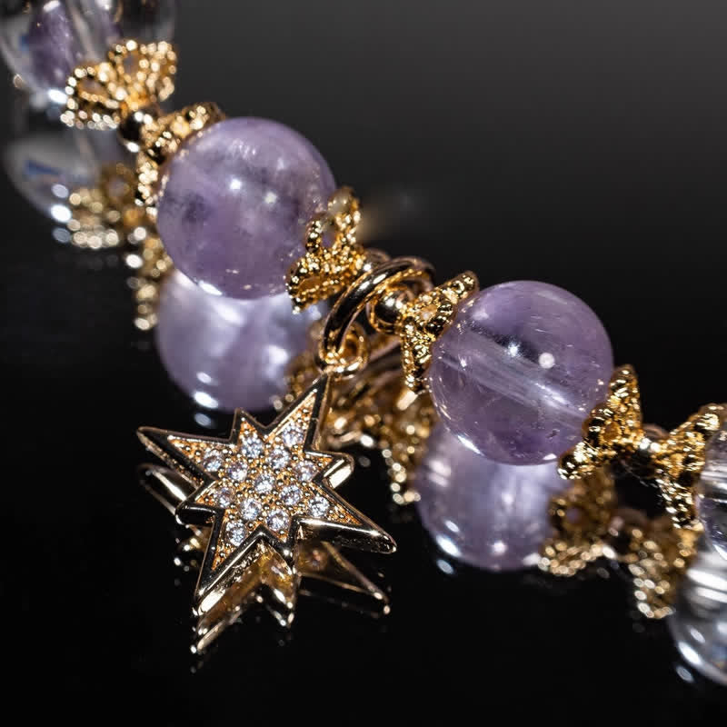 Olivenorma Amethyst Lepidolite Eight-pointed Star Pendant Bracelet - image 3