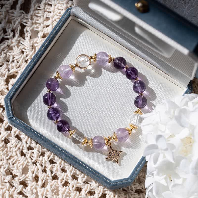 Olivenorma Amethyst Lepidolite Eight-pointed Star Pendant Bracelet - image 1