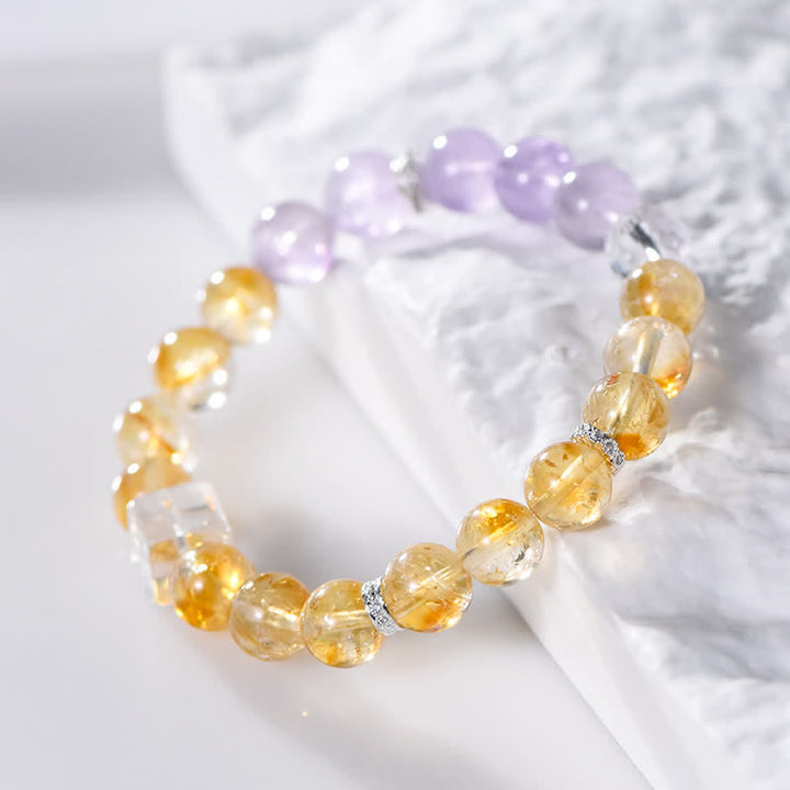 Olivenorma 9.5mm Amethyst Citrine Beads Bracelet - Amethyst&Citrine - image 0