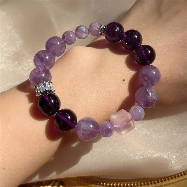 Olivenorma Natural Amethyst Lepidolite Beaded Bracelet - image 2