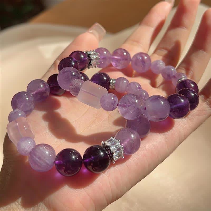 Olivenorma Natural Amethyst Lepidolite Beaded Bracelet - image 1