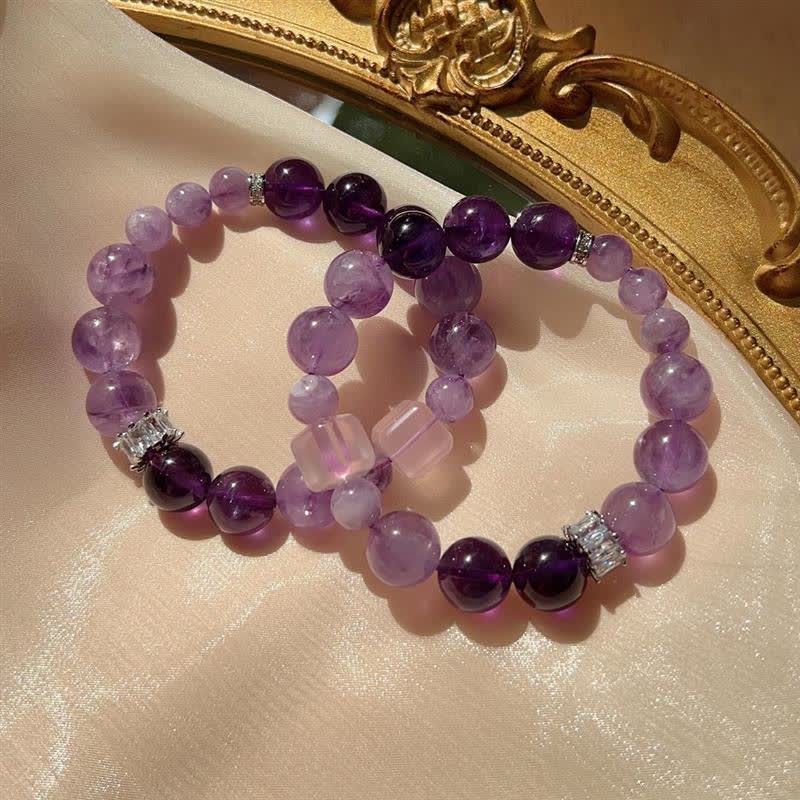 Olivenorma Natural Amethyst Lepidolite Beaded Bracelet - image 4