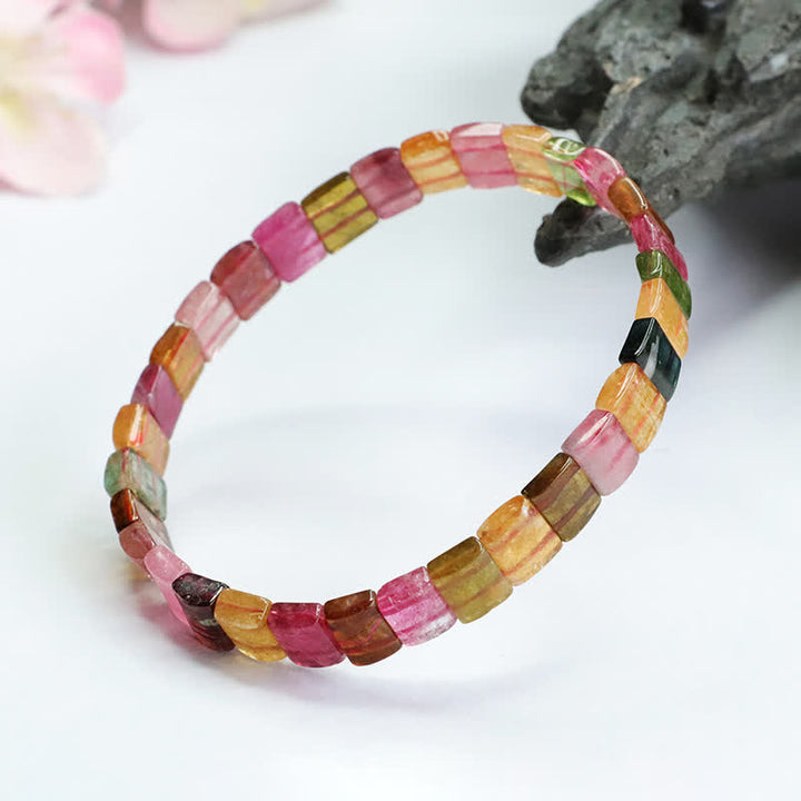 Olivenorma Natural Tourmaline Square Beads Beaded Bracelet - image 7